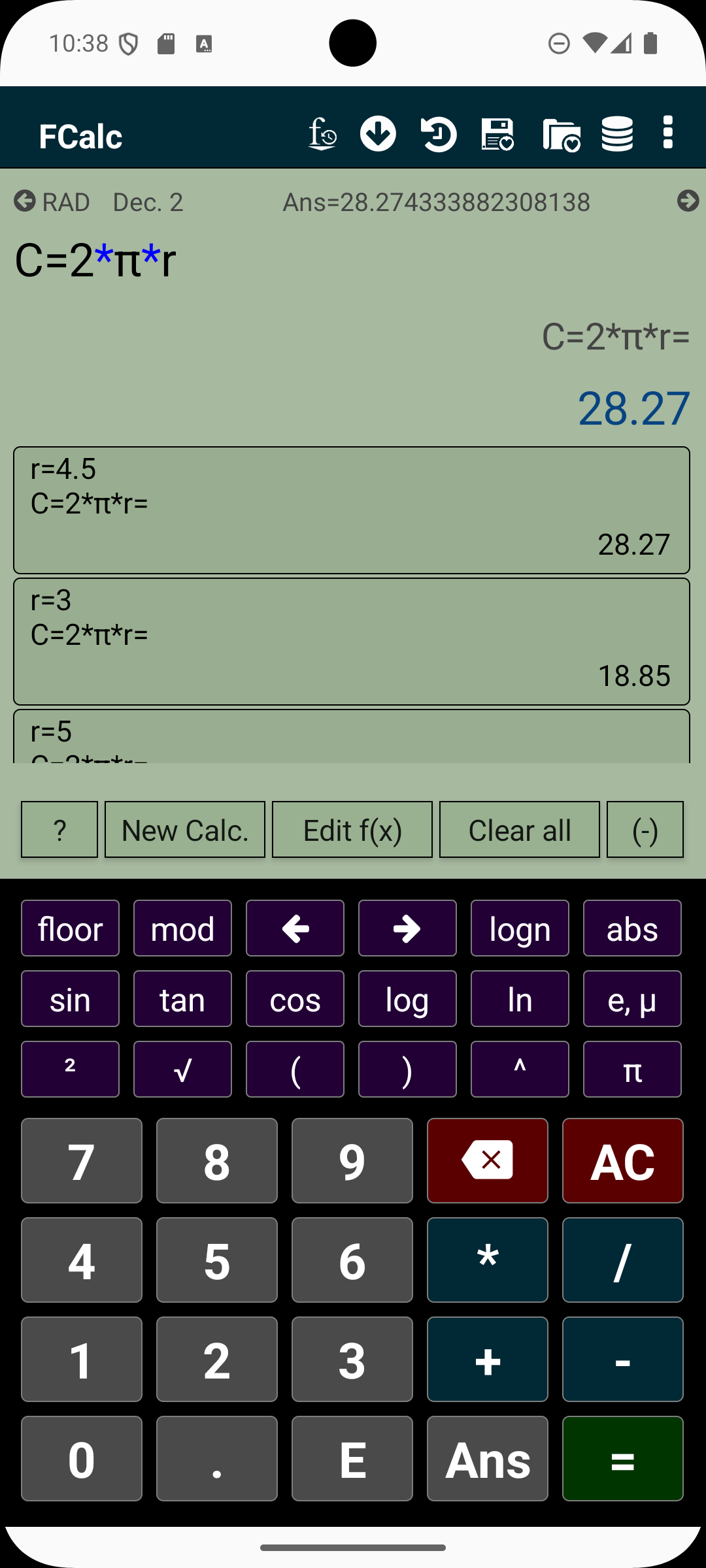 Multiple calculations
